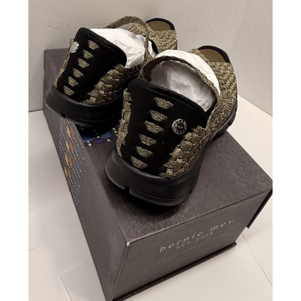 Bernie Mev Bronze Woven Open Toe Flats Adjustable Strap  EU 37 Memory Foam Strap - Picture 4 of 5